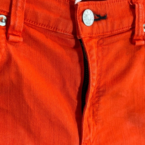 RAG & BONE Sz 31” Mid-Rise Skinny  Capri Jeans in Vibrant Orange Zipper at Hem - Picture 4 of 9